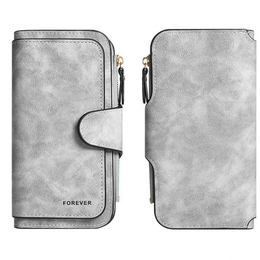 ZeAiLi Long PU Leather Clutch Wallet with Animal Paw and Butterfly Print