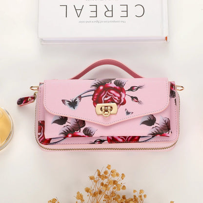 Phone Case Smartphone Android Cases Samsung Galaxy S25 Ultra Accessories Magsafe Wallet Luxury Lanyard Leather Zipper Flower Bag SS69 41.69 Pink / Galaxy S22 5G