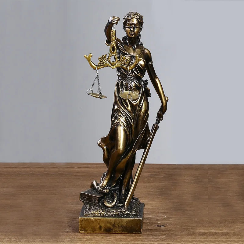 Themis Goddess of Justice Resin Statue - Antique Style Office Decor