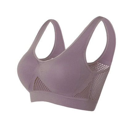 Breathable Sports Bra Top Fitness Women Brassiere Removable Padded Sport Bra Running Gym Seamless Push Up Bras SS69 9.69 GRAY / 6XL
