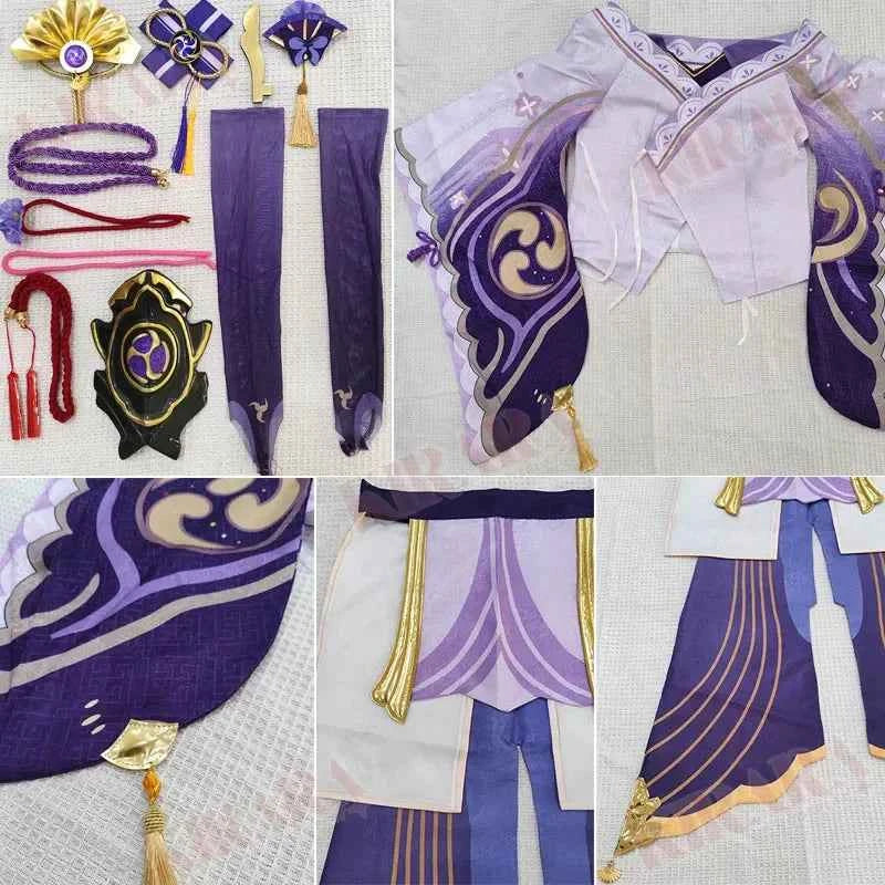High Quality Raiden Shogun Cosplay Costume Wig Hair Game Impact Raiden Cosplay Women Dress Role Play Outfits