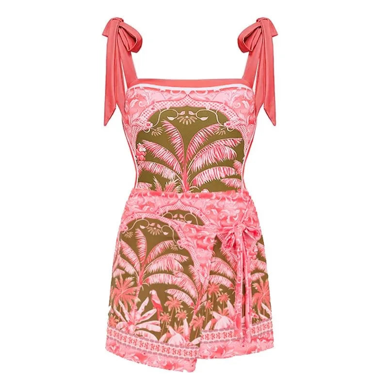 2023 New Arrival Push Up Women Bikini Set Floral Printed Ruffle Bikinis Strappy Bandage Swimwear Brazilian Biquini Bathing Suit SS69