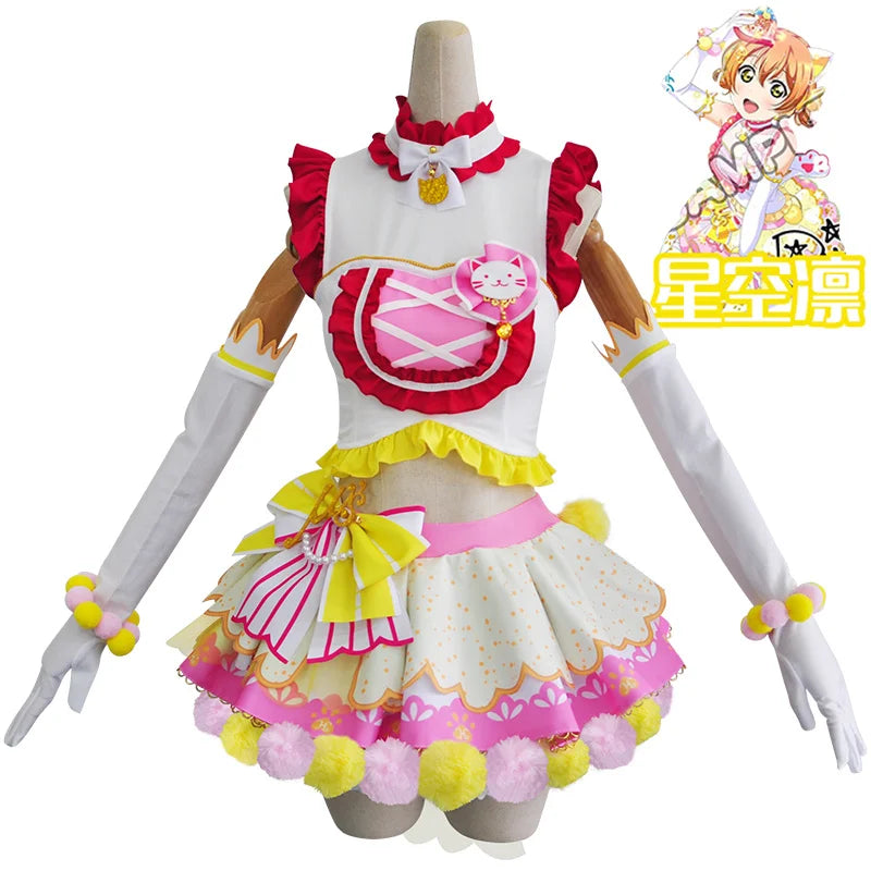 In Stock Anime LoveLive Cat Twin Tail Arcade Game 9 Characters Cosplay Costume Tojo Nozomi Nico Honoka Umi Rin Maki Eli Full Set SS69 155.69 Starry Sky Ringing / L