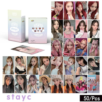 50 Cards / Set Stayc New Album Laser Card Lomo Card Girl Group Print Photo Card Beautiful Photo Fan Girl Gift Small Card Kpop SS69