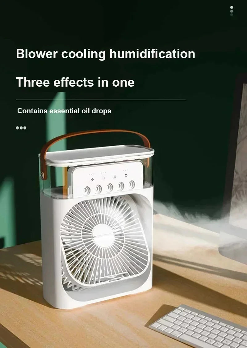 New 3 In 1 Fan AIr Conditioner Household Mini Air Cooler LED Night Light Portable Humidifier Air Adjustment Fan Office Home Fan SS69