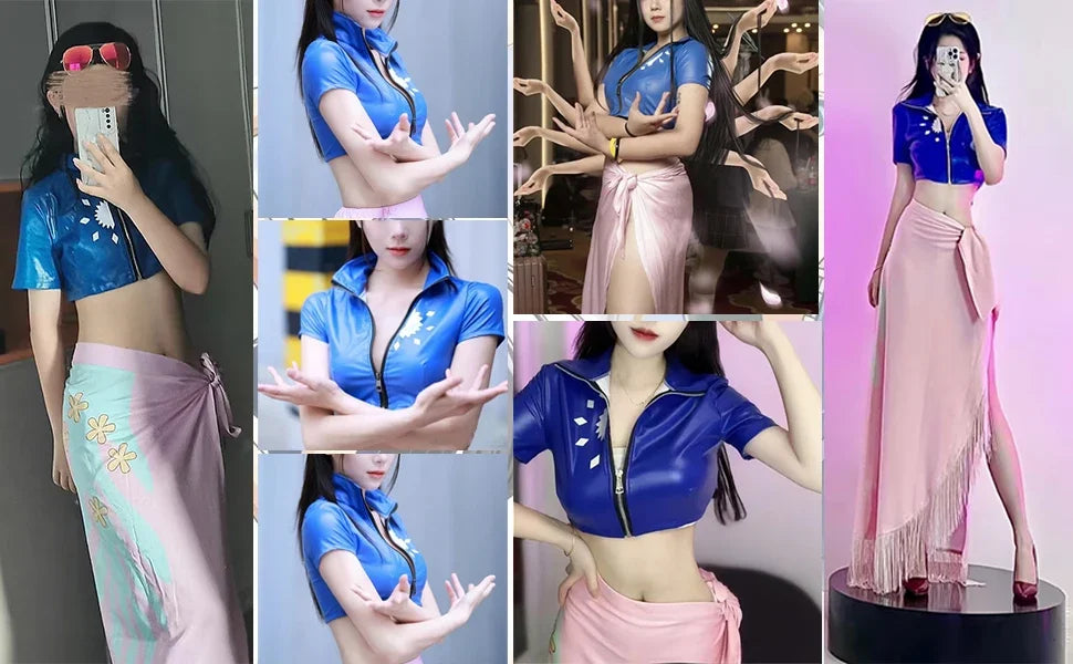 Nico Robin Cosplay Costume Top and Wrap Skirfor Women One Piece Anime Nico Robin Outfit Dress SS69