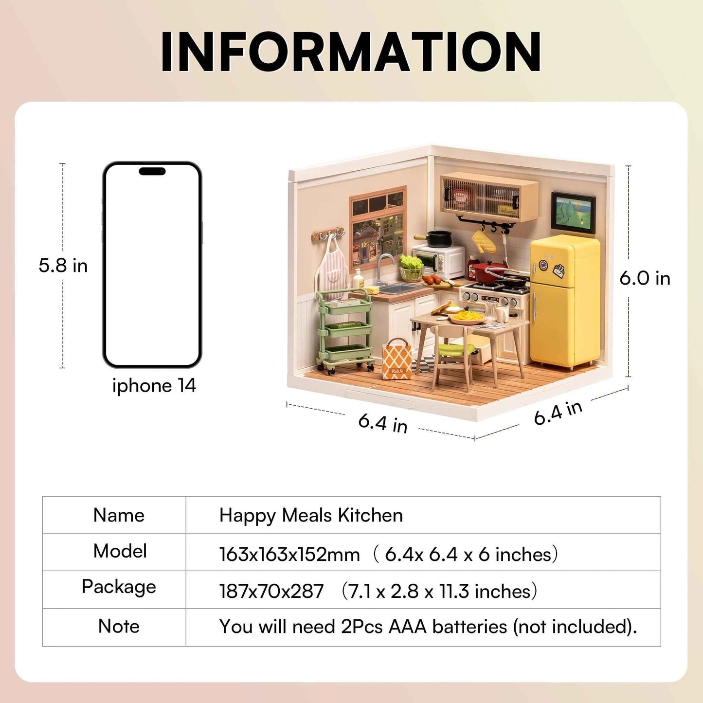 Robotime Rolife 3D Puzzle Model Super Store Series Happy Meals Kitchen Plastic DIY Miniature House Kit Building Blocks Kits