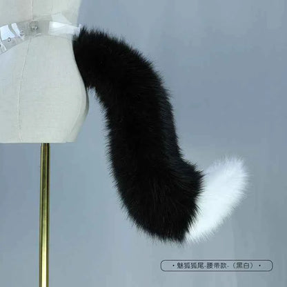 White/Red Wolf Fox Headwear Furry Jackal Ear Jackal Tail Props Cat Ear Headband Handmade Anime COSPLAY Lolita KC LOL Fox Costume