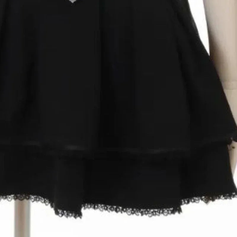 Japanese Kawaii Mini Cake Skirts Womens Jupe Fairy Bandage Lolita High Waist Y2k Aesthetic Sweet Lace Gothic JK Faldas Skirt SS69