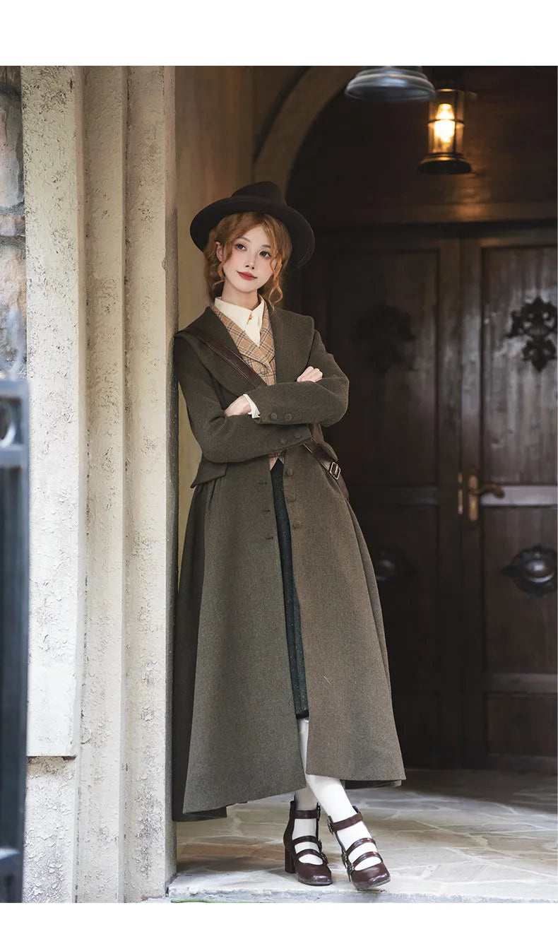 Lautaro Autumn Winter Long Warm Wool & Blends Coat for Women Shawl Collar Single Breasted Elegant Fit and Flare Woolen Overcoat