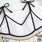 2023 New Arrival Push Up Women Bikini Set Floral Printed Ruffle Bikinis Strappy Bandage Swimwear Brazilian Biquini Bathing Suit SS69