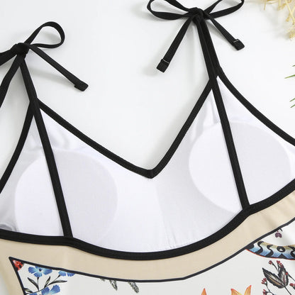 2023 New Arrival Push Up Women Bikini Set Floral Printed Ruffle Bikinis Strappy Bandage Swimwear Brazilian Biquini Bathing Suit SS69