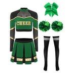 Women's Cheerleading Performance Costume Set with Crop Top and Skirt