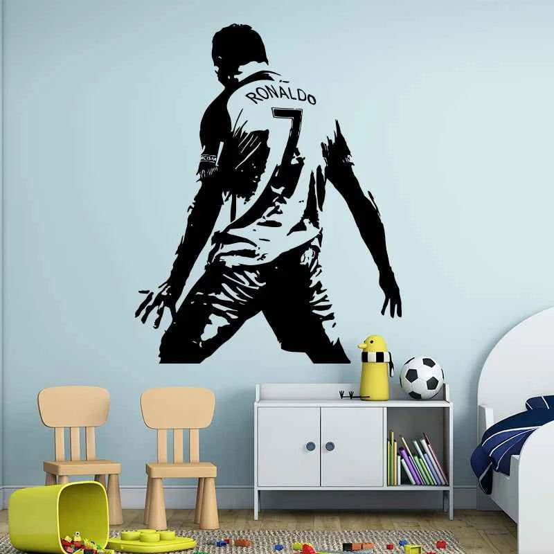 Football Cristiano Ronaldo Vinyl Wall Sticker Soccer Athlete Ronaldo Wall Decals Art Mural For Kis Room Living Room Decor Z0683
