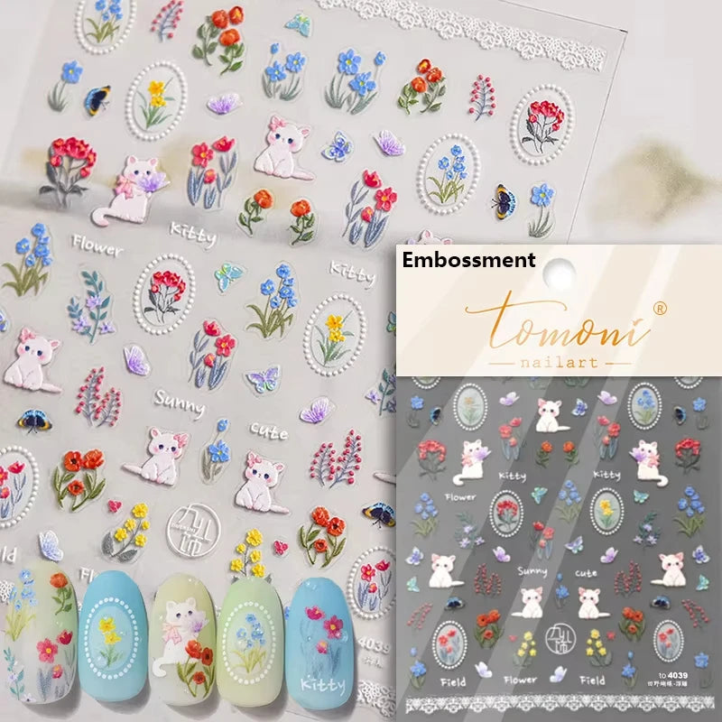 Cute Jelly Pink Cat Paw Print Nail Sticker Kawaii Pink Black Cat Claw 5D Embossed Self-Adhesive Nail Art Sticker Nail Art Decal SS69 7.69 TO4039