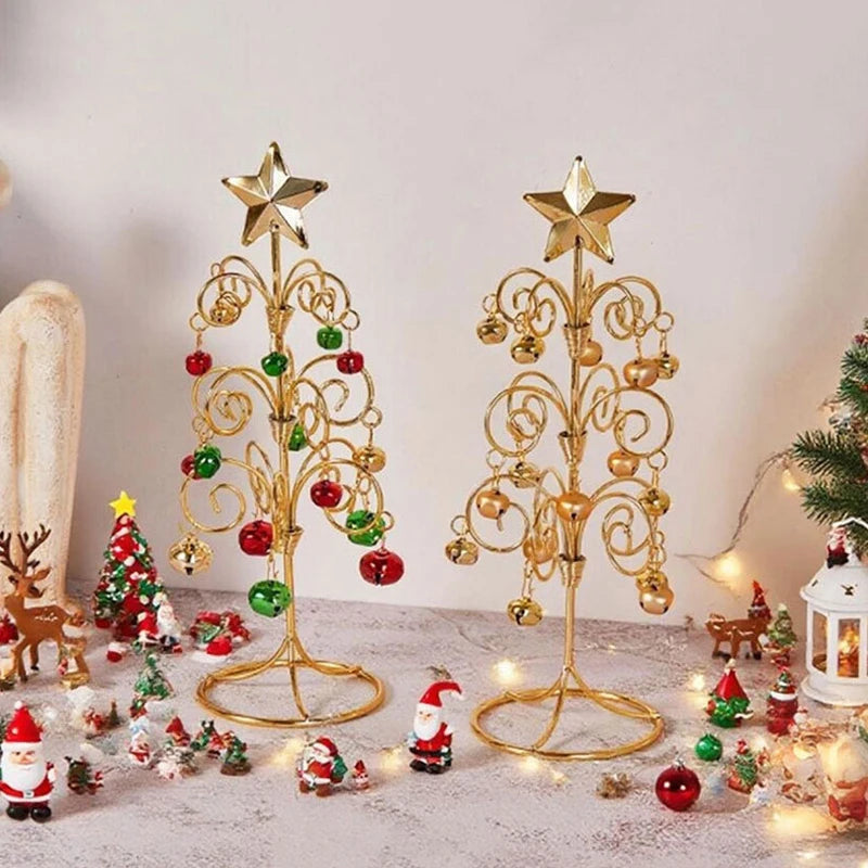 Iron Lace Christmas Tree Mini With Bell Star Desktop Ornament Ornament New Year Christmas Eve Gift Celebrate Party Xmas 2026