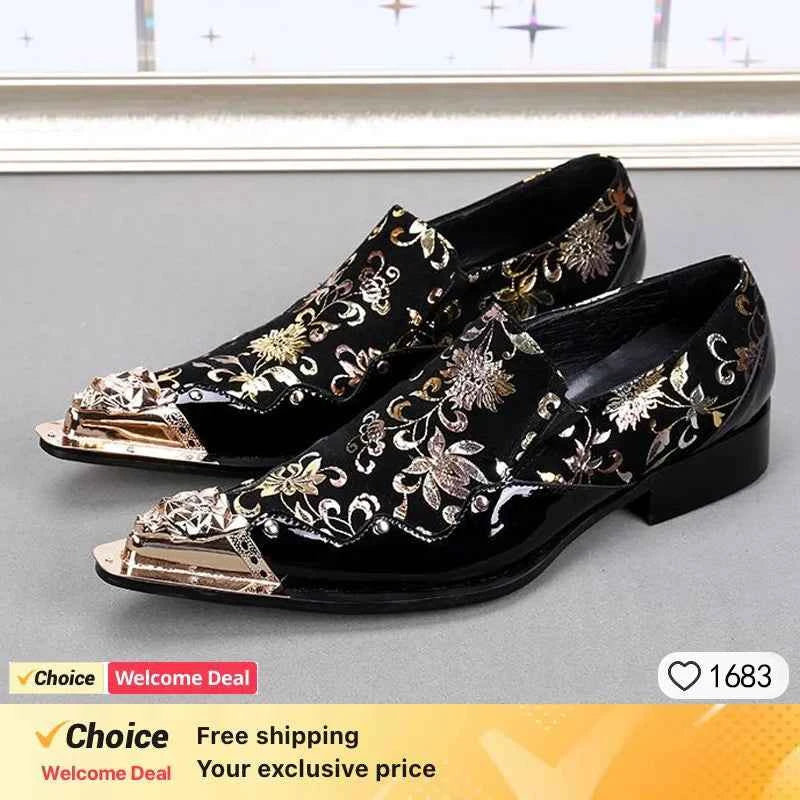 Special Square Toe Men's Shoes Slip on Genuine Leather Dress Men Party, Business, and Wedding Shoes men