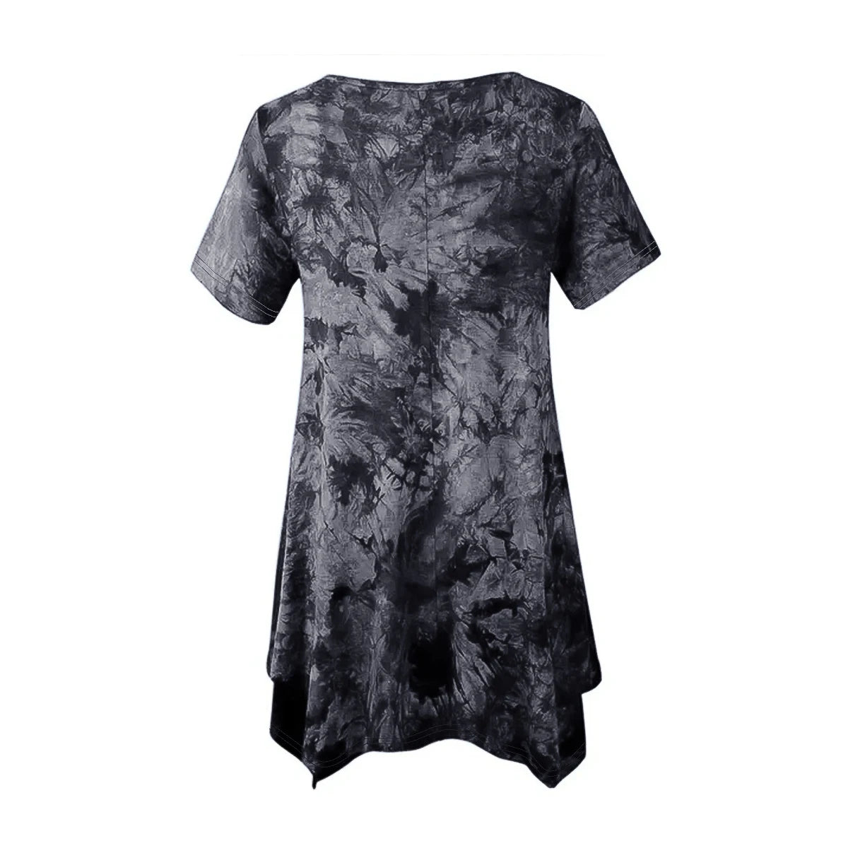 5XL Plus Size Woman Clothing Tie Dye Short Sleeve T-shirt Casual New Style V Neck Irregularity Tops Big Size Ladies Loose Tops - SS69 