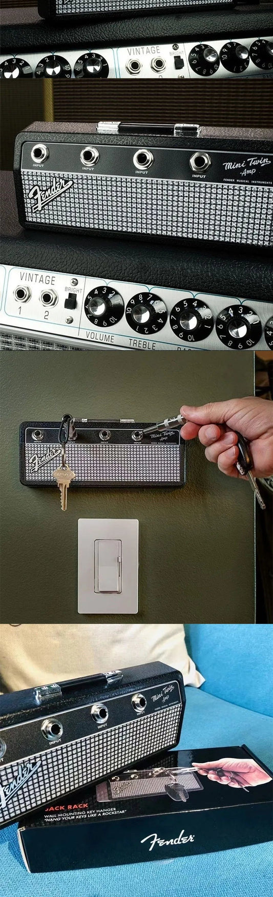 Music Key Storage Frame Fender Guitar Wall Mount Key Ring Holder Vintage Vintage Amp Key Ring Holder Home Decoration Gift 2.0 SS69