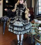 Victorian Gothic Dress Women Luxury Elegant Lolita Lace Ruffles Bow Wedding Y2k Dress Japanese Vintage Princess Party Dresses SS69 95.69 black / L