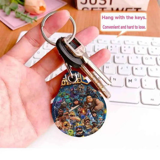 Game C-Clash Royale Anime Key Fashion PU Water Shape Keychain Women Car Key Holder Home Key Ring Charm Bag Car Pendant Gift