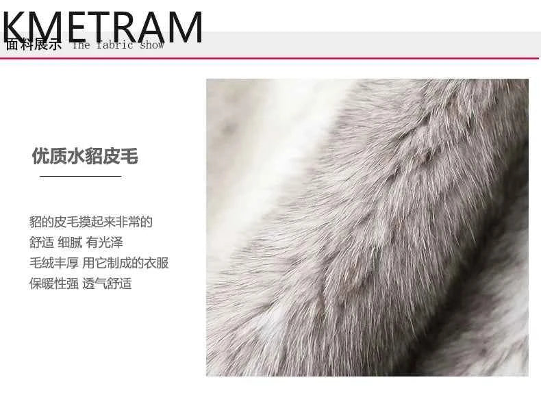 KMETRAM 100% Cross Mink Fur Jacket Woman Mid Length Real Fur Coat Winter Women Clothing Furry Jackets 2025 шуба женская