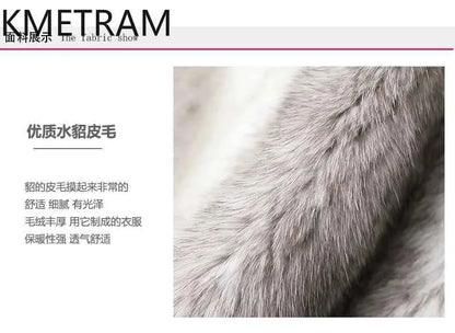 KMETRAM 100% Cross Mink Fur Jacket Woman Mid Length Real Fur Coat Winter Women Clothing Furry Jackets 2025 шуба женская