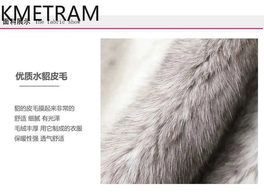 KMETRAM 100% Cross Mink Fur Jacket Woman Mid Length Real Fur Coat Winter Women Clothing Furry Jackets 2025 шуба женская