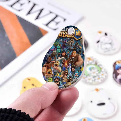 Game C-Clash Royale Anime Key Fashion PU Water Shape Keychain Women Car Key Holder Home Key Ring Charm Bag Car Pendant Gift