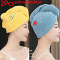 2pc Microfiber Hair Drying Towel & Shower Cap Set