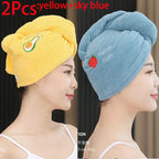 2pc Microfiber Hair Drying Towel & Shower Cap Set