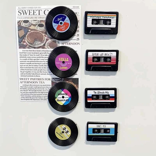 8pcs nostalgic cassette record Magnet set Decorative magnetic fridge Magnets, retro cassette record fridge magnets