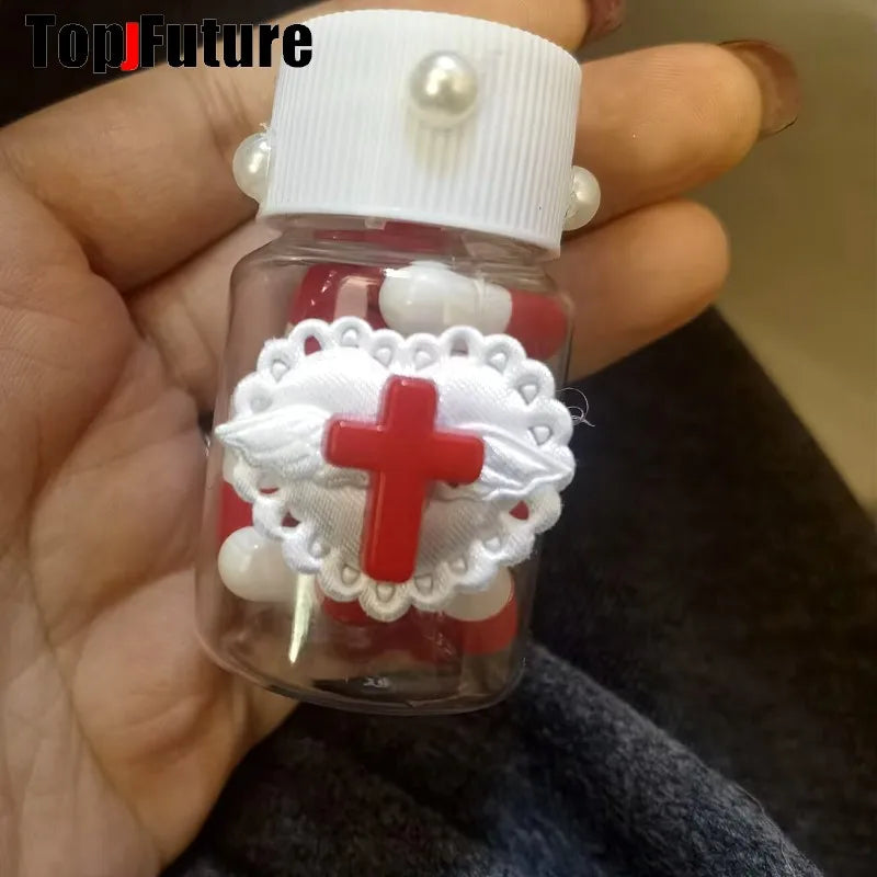 Harajuku Goth Lolita Y2K Girl Blood vessel pendant Halloween cosplay props Syringe Hospital ornament Pill bottle Key Chain SS69