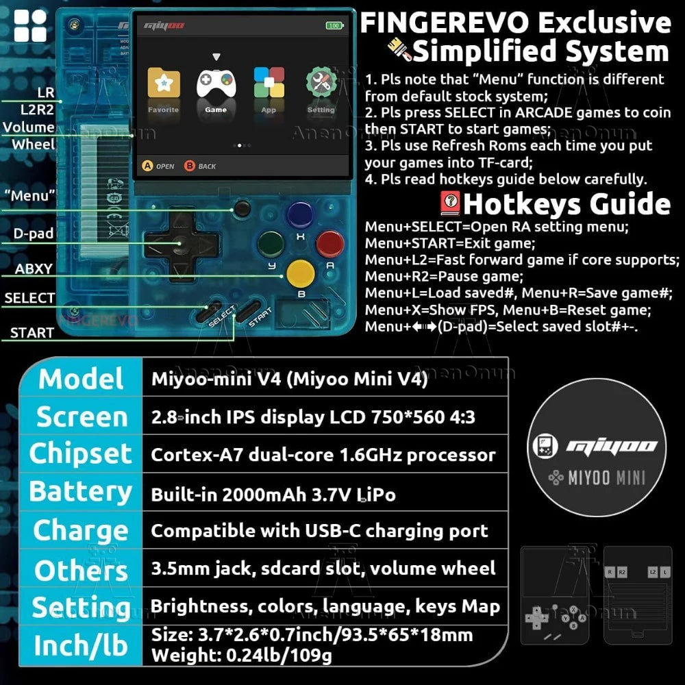 Miyoo Mini V4 2.8-inch Handheld Game Players 18000 Games 15 Emulator Portable Video Gaming Console Kids Retro Mini Game Machine SS69