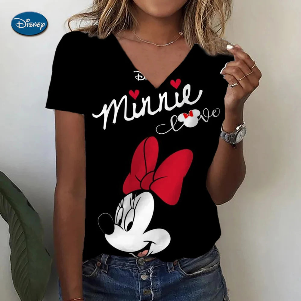 Women's T-shirts Disney Mickey Mouse 3D print New V-neck Short Sleeve Summer Casual Women's Clothing Harajuku Y2K Hip Hop Clothe SS69 9.69 AVZ3CJ0118 / XL