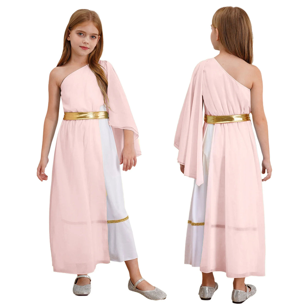 iEFiEL Girls Greek Nymph Toga Dress One Shoulder Lyrical Dance