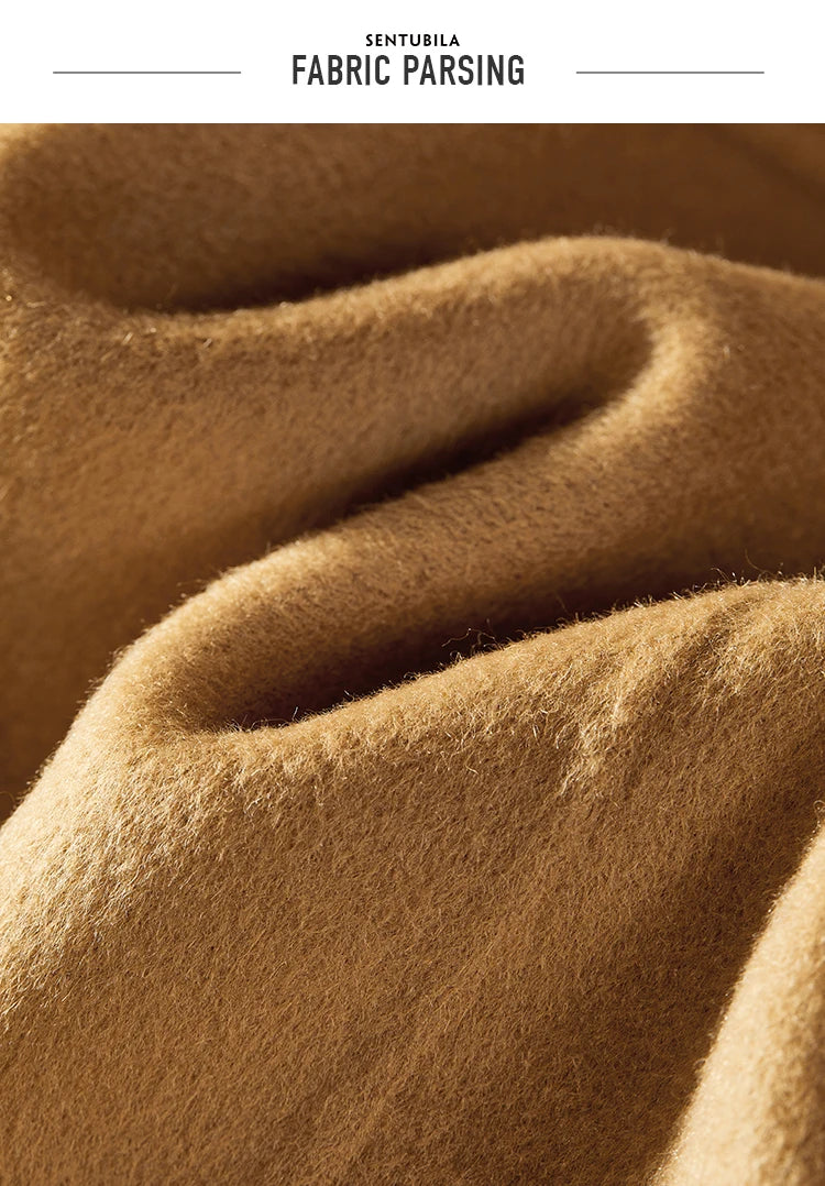SENTUBILA Women's 100% Wool Long Wrap Coat with Belted Waist