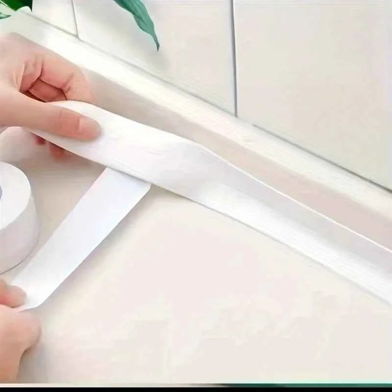 1roll White Stain Resistant PVC Waterproof Caulk Tape for Bathroom and Toilet, Self-Adhesive Sealant Strip for Wall, Sink, Floor