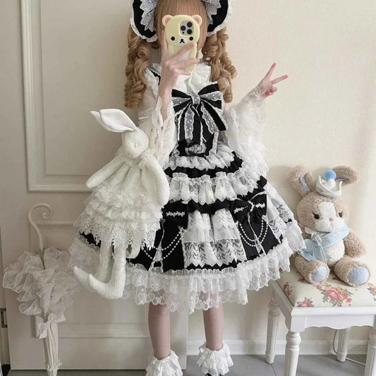 Women's Pink Lolita Dress Cape Set New Spring Women's Sweet Girl Lace Princess Jsk Cake Dress Fairy Suspender Dress Shirt Outfit