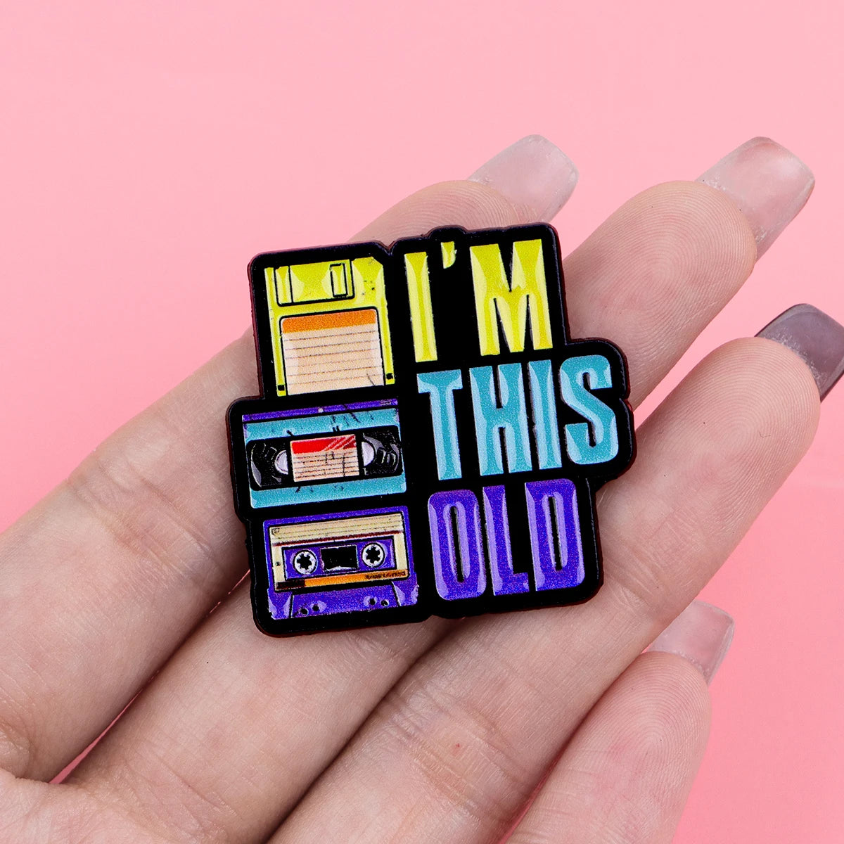 Vintage Cassette Tape Enamel Brooch Pin Retro 80s 90s