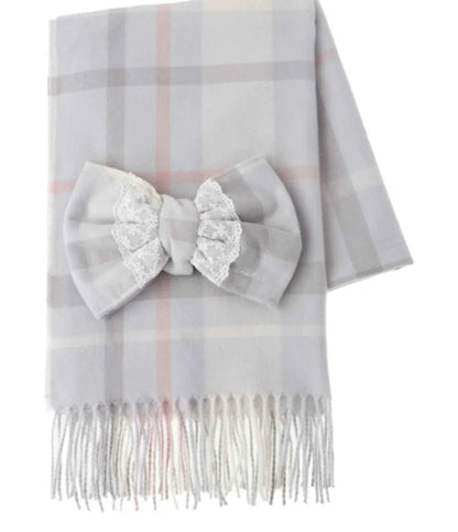 Japanese Liz New Lazy Wind Girls Sweet Plaid Lace Bow Scarf Soft Warm Women's Winter Lolita Scarf