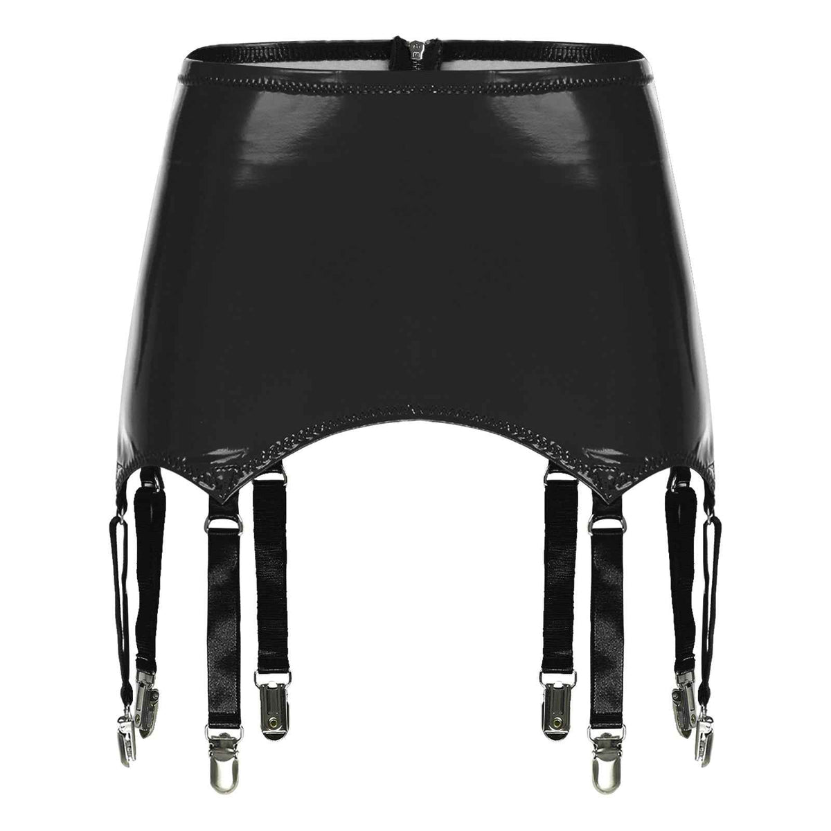 Womens Garters Suspender Belt Skirts Ladies Wet Look Mini Skirts Leather Garters with Metal Clips Clubwear Costume Underwear