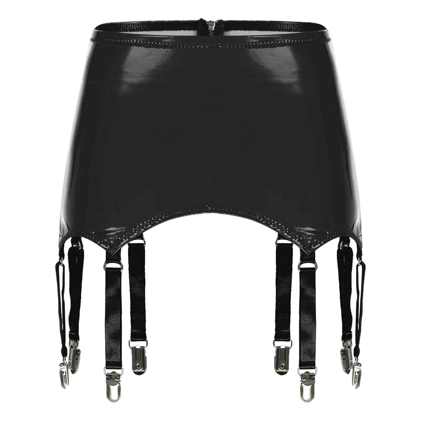 Womens Garters Suspender Belt Skirts Ladies Wet Look Mini Skirts Leather Garters with Metal Clips Clubwear Costume Underwear