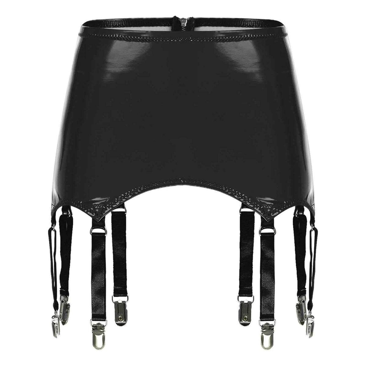 Womens Garters Suspender Belt Skirts Ladies Wet Look Mini Skirts Leather Garters with Metal Clips Clubwear Costume Underwear