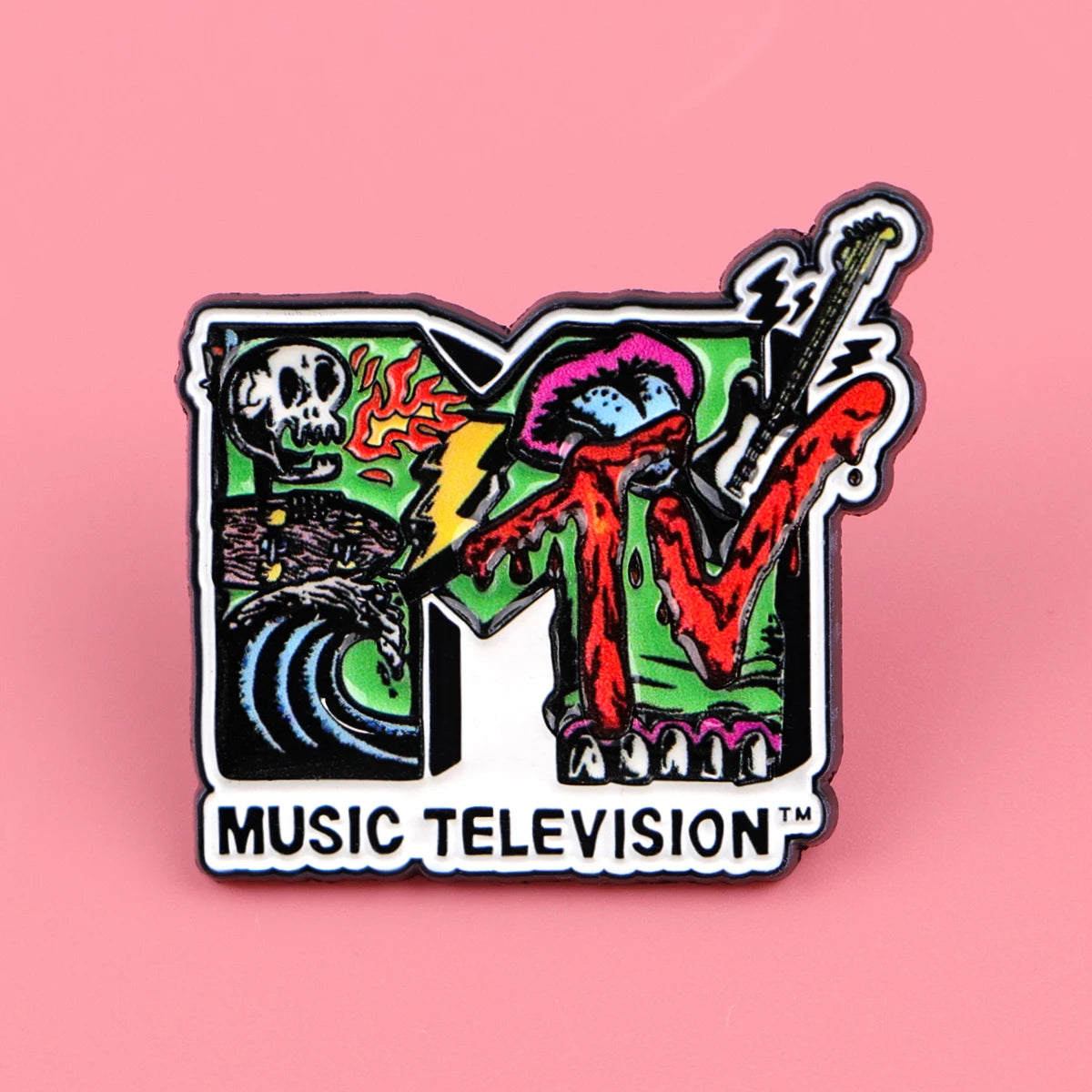 Vintage Cassette Tape Enamel Brooch Pin Retro 80s 90s