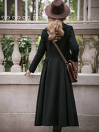 Lautaro Autumn Winter Long Warm Wool & Blends Coat for Women Shawl Collar Single Breasted Elegant Fit and Flare Woolen Overcoat