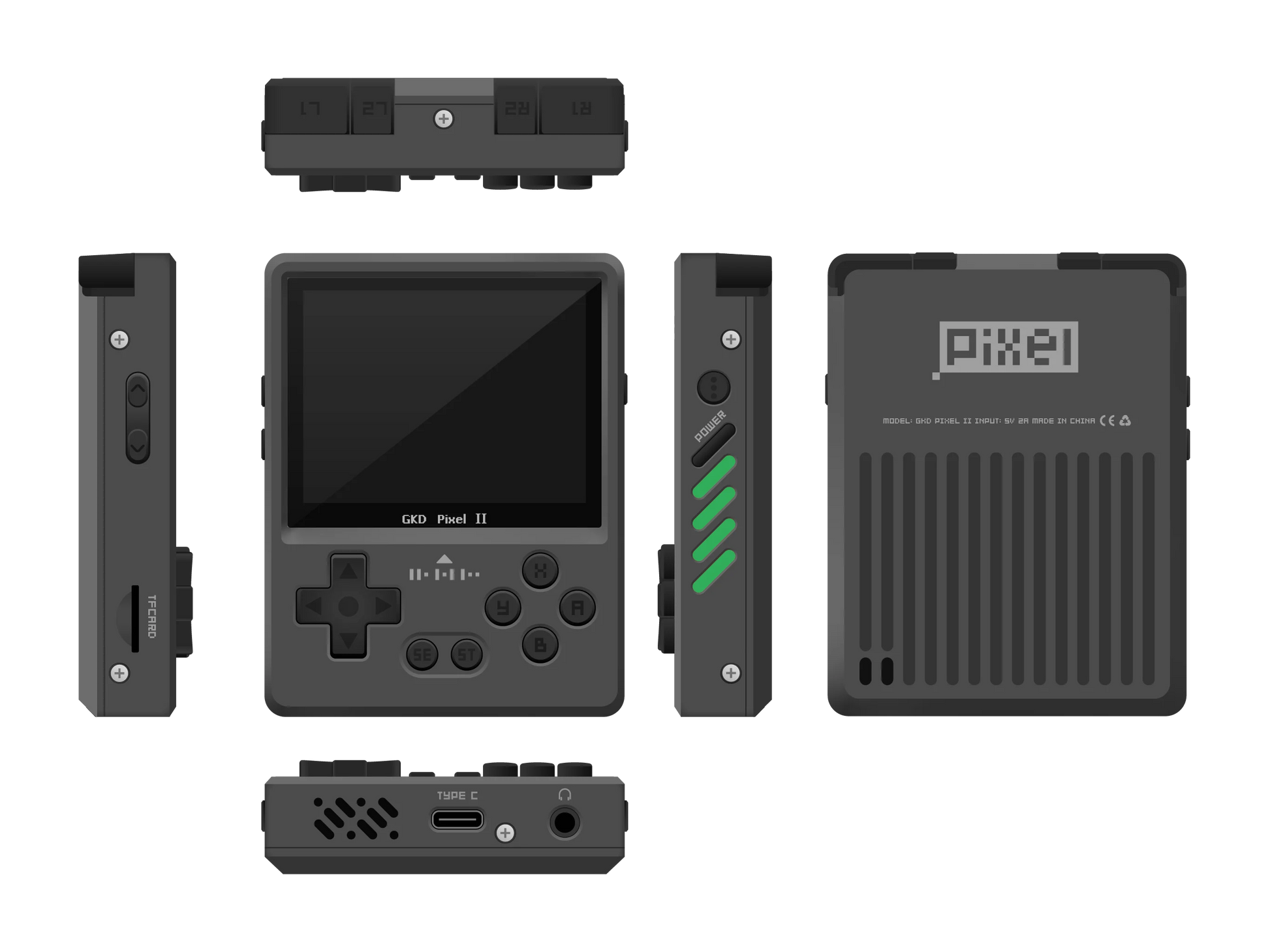 Gkd Pixel 2 Handheld Game Console Portable Retro Nostalgia Game Console Arcade Game Full Metal Body Cnc Gamer Customized Gift SS69 161.69 BLACK