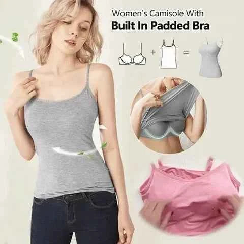 Cami Bra – Women's Camisole With Built In Padded Bra Vest Dropshipping As Seen on Tiktok Pink Top For Women Pajamas Home Wear