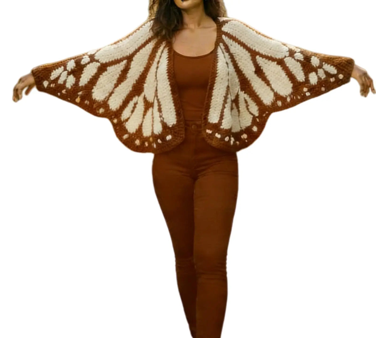 Monarch Butterfly Crochet Knit Cardigan Sweater with Wing Design Women's Fashion Butterfly Cardigan Mother's Day Excellent Gift