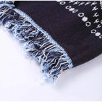 Vintage Tassels Print Women's Print Cardigan V-Neck Lace Up Full Sleeve Spliced Sweaters 2025 Autumn Lady All-match Kintwears